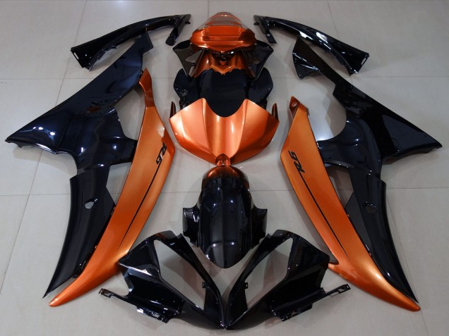 Billige Yamaha R6 Motorrad Verkleidung 2008-2016 - Orange Glanzendes Schwarz