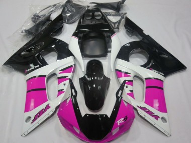 Billige Yamaha R6 Motorrad Verkleidung 1998-2002 - Weiss Rosa Glanzendes Schwarz