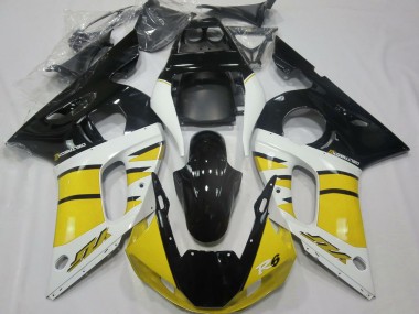 Billige Yamaha R6 Motorrad Verkleidung 1998-2002 - Gelb Weiss Glanzendes Schwarz