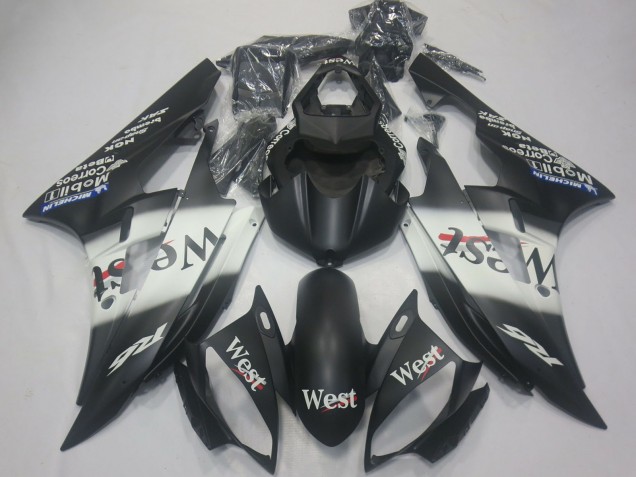 Billige Yamaha R6 Motorrad Verkleidung 2006-2007 - Matt Schwarz Weiss West Michelin