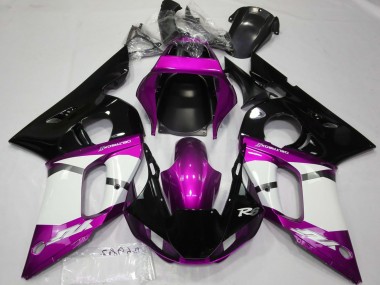 Billige Yamaha R6 Motorrad Verkleidung 1998-2002 - Lila Weiss Glanzendes Schwarz