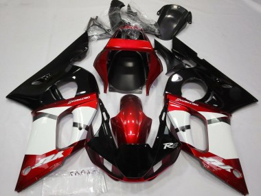 Billige Yamaha R6 Motorrad Verkleidung 1998-2002 - Rot Weiss Glanzendes Schwarz