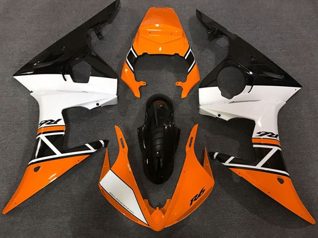 Billige Yamaha R6 Motorrad Verkleidung 2003-2004 - Orange Weiss Glanzendes Schwarz