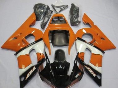 Billige Yamaha R6 Motorrad Verkleidung 1998-2002 - Orange Weiss Glanzendes Schwarz