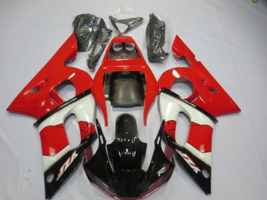 Billige Yamaha R6 Motorrad Verkleidung 1998-2002 - Rot Weiss Glanzendes Schwarz