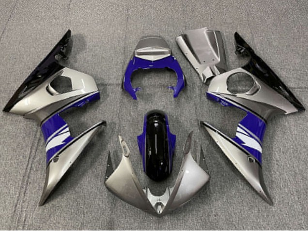 Billige Yamaha R6 Motorrad Verkleidung 2003-2004 - Silber Blau Glanzendes Schwarz