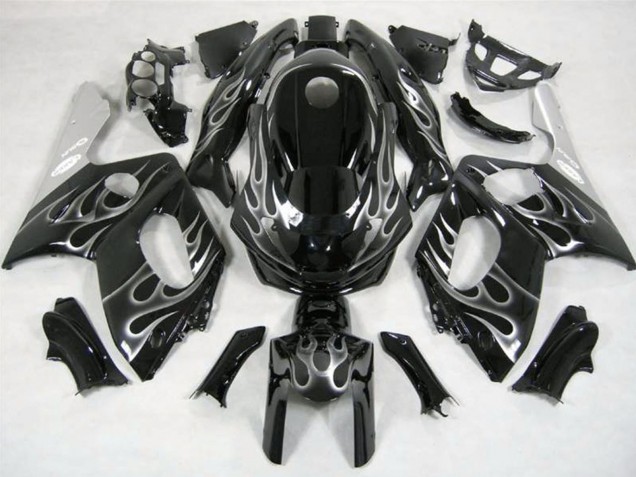 Billige Yamaha YZF600R Thundercat Motorrad Verkleidung 1996-2007 - Glanzendes Schwarz Silber Flamme