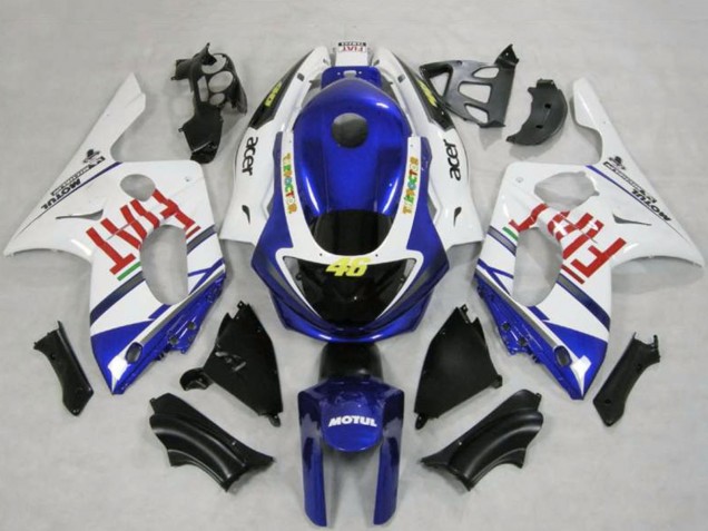 Billige Yamaha YZF600R Thundercat Motorrad Verkleidung 1996-2007 - Weiss Blau Fiat Motul