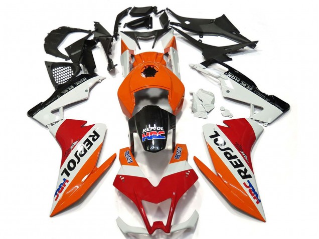 Billige Aprilia RS4 125 Motorrad Verkleidung 2012-2018 - Orange Weiss Rot Glanzendes Schwarz Repsol