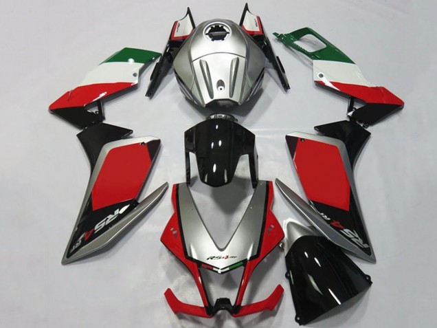 Billige Aprilia RS4 125 Motorrad Verkleidung 2012-2019 - Silber Rot Glanzendes Schwarz