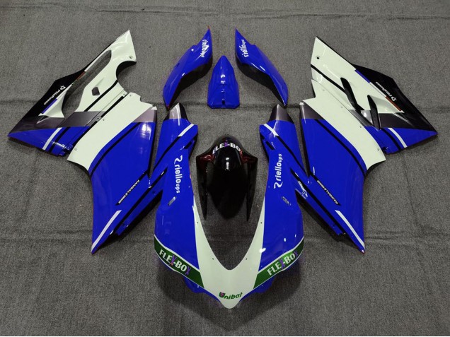 Billige Ducati 959 1299 Motorrad Verkleidung 2015-2020 - Blau Weiss Glanzendes Schwarz Unibat Flex-Box OEM Stil