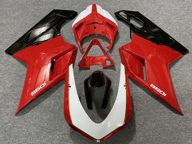 Billige Ducati 1098 Motorrad Verkleidung 2007-2014 - Weiss Rot Schwarz