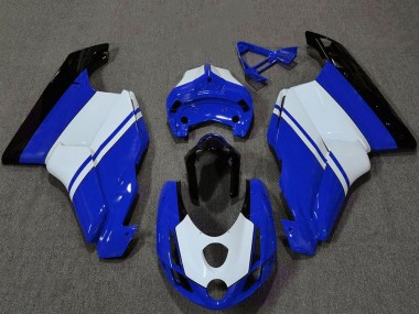 Billige Ducati 749 999 Motorrad Verkleidung 2003-2004 - Weiss Blau Glanzendes Schwarz