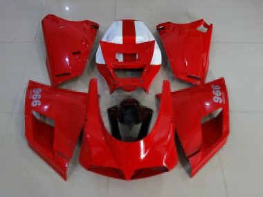 Billige Ducati 996 Motorrad Verkleidung 1993-2005 - Glanzendes Rot Weiss Schwarz