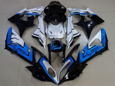 Billige BMW S1000RR Motorrad Verkleidung 2009-2014 - Weiss Blau Glanzendes Schwarz Alpha