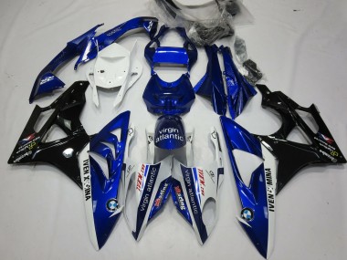 Billige BMW S1000RR Motorrad Verkleidung 2009-2014 - Weiss Blau Glanzendes Schwarz Virgin Atlantic