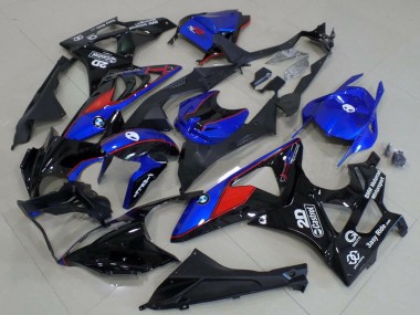 Billige BMW S1000RR Motorrad Verkleidung 2009-2014 - Blau Rot Glanzendes Schwarz Castrol