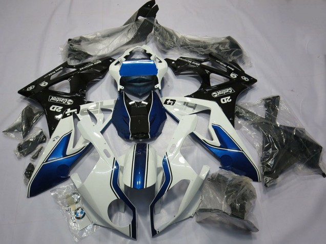 Billige BMW S1000RR Motorrad Verkleidung 2015-2016 - Weiss Blau Glanzendes Schwarz