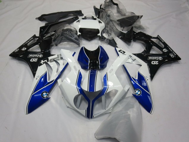 Billige BMW S1000RR Motorrad Verkleidung 2015-2016 - Weiss Blau Glanzendes Schwarz