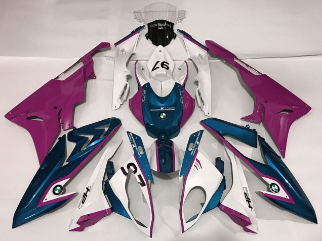 Billige BMW S1000RR Motorrad Verkleidung 2009-2014 - Weiss Lila Blau