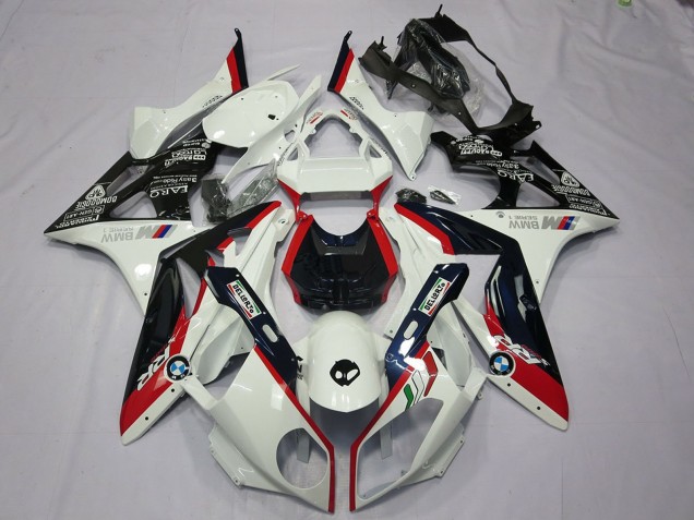 Billige BMW S1000RR Motorrad Verkleidung Kit 2009-2014 - Weiss Rot Glanzendes Schwarz