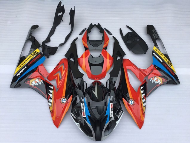 Billige BMW S1000RR Motorrad Verkleidung 2015-2016 - Rot Glanzendes Schwarz Hai