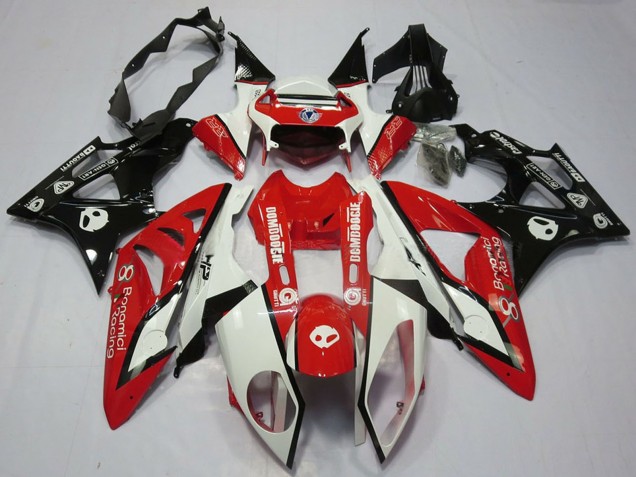 Billige BMW S1000RR Motorrad Verkleidung 2009-2014 - Weiss Rot Glanzendes Schwarz