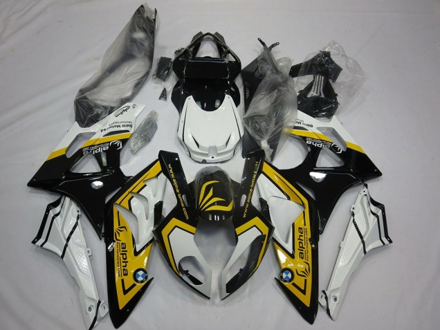 Billige BMW S1000RR Motorrad Verkleidung 2009-2014 - Weiss Gelb Glanzendes Schwarz