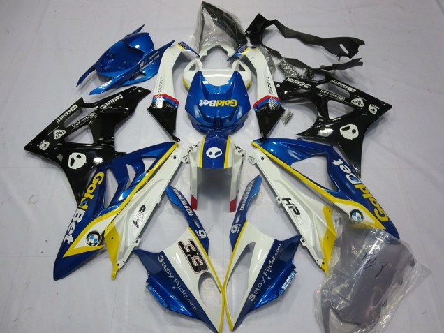 Billige BMW S1000RR Motorrad Verkleidung 2009-2014 - Weiss Gelb Blau Glanzendes Schwarz GoldBet 33