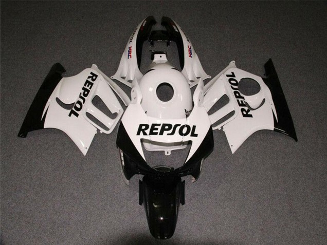 Billige Honda CBR600 F3 Motorrad Verkleidung 1997-1998 - Weiss Glanzendes Schwarz Repsol