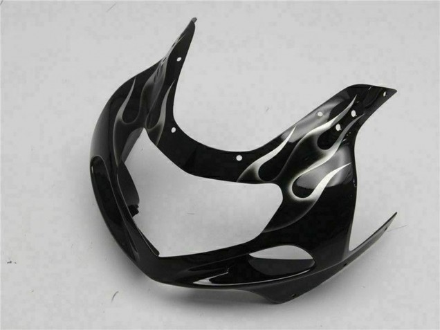 Billige Suzuki GSXR 600/750 Motorrad Verkleidung 2001-2003 - Glanzendes Schwarz Silber Flamme