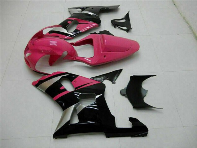 Billige Suzuki GSXR 600/750 Motorrad Verkleidung 2001-2003 - Rosa Silber Glanzendes Schwarz