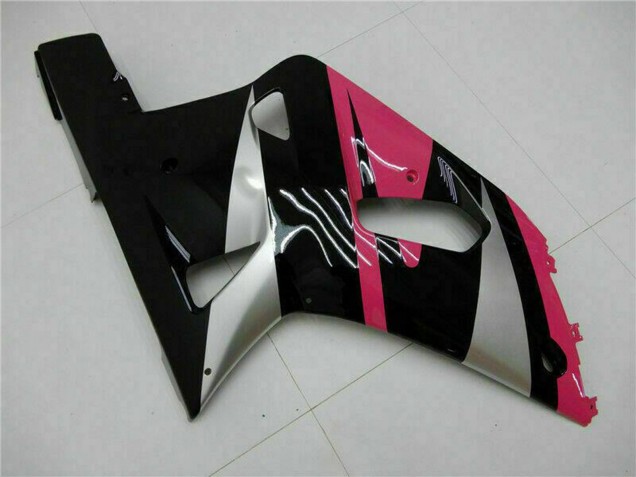 Billige Suzuki GSXR 600/750 Motorrad Verkleidung 2001-2003 - Rosa Silber Glanzendes Schwarz