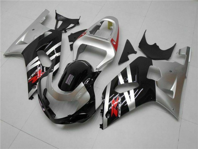 Billige Suzuki GSXR 600/750 Motorrad Verkleidung 2001-2003 - Silber Glanzendes Schwarz Rot