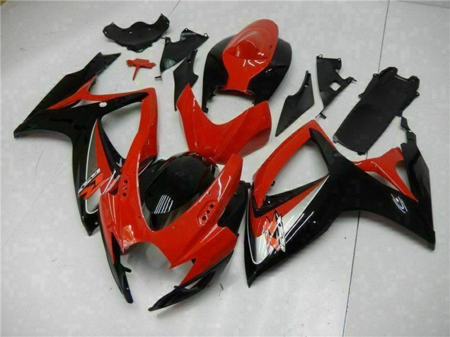 Billige Suzuki GSXR 600/750 Motorrad Verkleidung 2006-2007 - Rot Glanzendes Schwarz