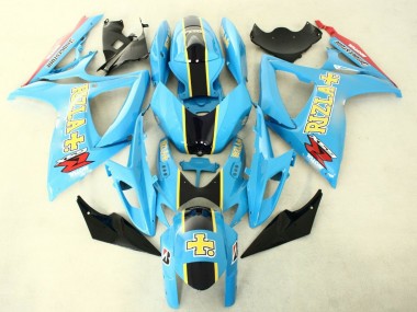 Billige Suzuki GSXR 600/750 Motorrad Verkleidung 2006-2007 - Hellblau Schwarz Gelb Rizla