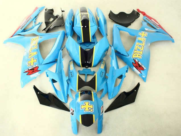 Billige Suzuki GSXR 600/750 Motorrad Verkleidung 2006-2007 - Hellblau Schwarz Gelb Rizla