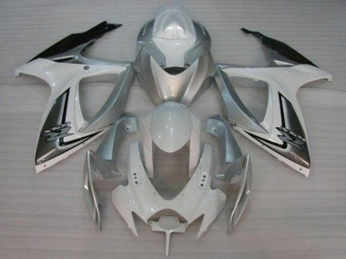 Billige Suzuki GSXR 600/750 Motorrad Verkleidung 2006-2007 - Weiss Silber
