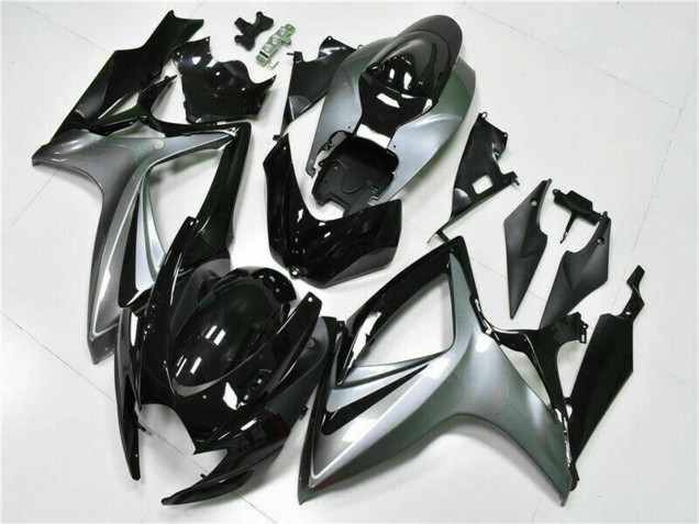 Billige Suzuki GSXR 600/750 Motorrad Verkleidung 2006-2007 - Silber Glanzendes Schwarz
