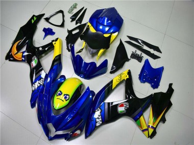 Billige Suzuki GSXR 600/750 Motorrad Verkleidung 2008-2010 - Blau Gelb Hai
