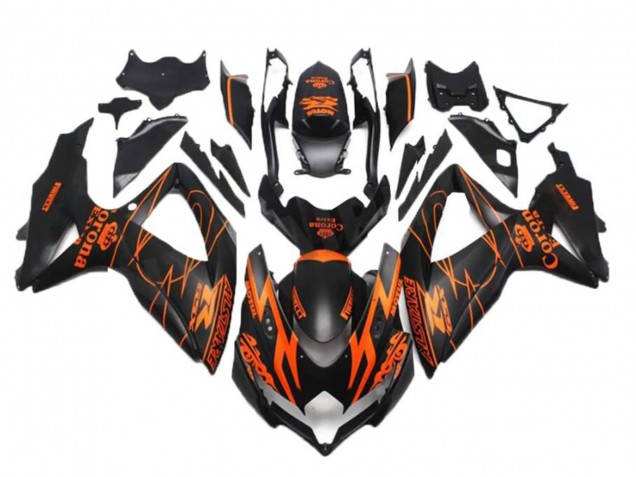 Billige Suzuki GSXR 600/750 Motorrad Verkleidung 2008-2010 - Matt Schwarz Orange Alstare Corona Motul