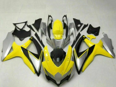 Billige Suzuki GSXR 600/750 Motorrad Verkleidung 2008-2010 - Gelb Silber Glanzendes Schwarz