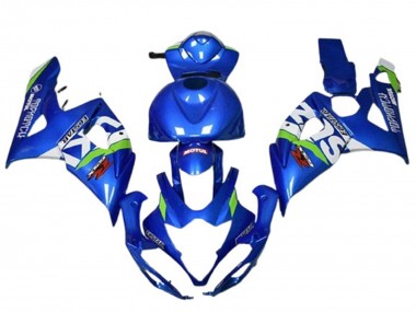 Billige Suzuki GSXR 1000 Motorrad Verkleidung 2005-2006 - Blau Grun Weiss Motul
