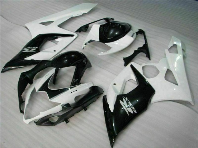 Billige Suzuki GSXR 1000 Motorrad Verkleidung 2005-2006 - Weiss Glanzendes Schwarz
