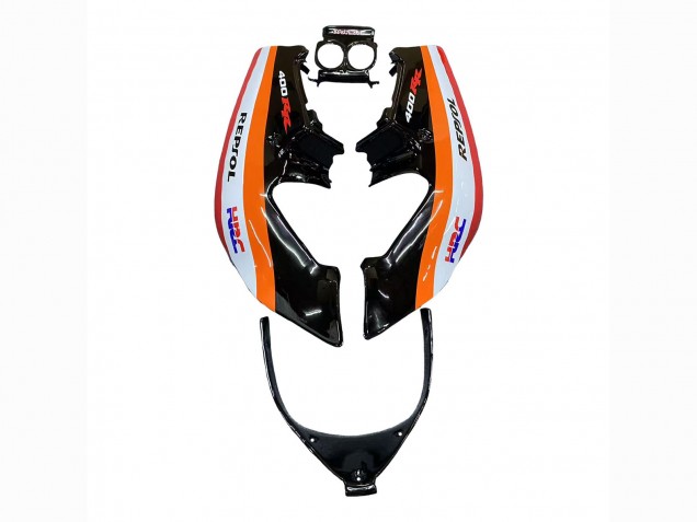 Billige Honda CBR400RR NC23 Motorrad Verkleidung 1987-1989 - Orange Weiss Rot Glanzendes Schwarz Repsol HRC