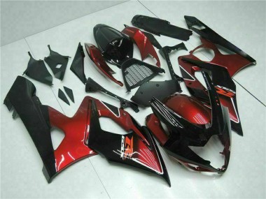 Billige Suzuki GSXR 1000 Motorrad Verkleidung 2005-2006 - Rot Glanzendes Schwarz