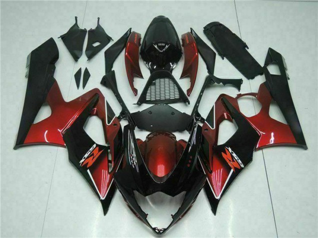Billige Suzuki GSXR 1000 Motorrad Verkleidung 2005-2006 - Rot Glanzendes Schwarz