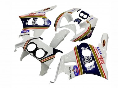 Billige Honda CBR400RR NC29 Motorrad Verkleidung 1990-1999 - Weiss Gold Rot Dunkel Blau Rothmans
