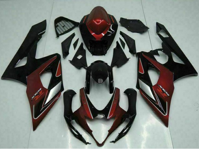 Billige Suzuki GSXR 1000 Motorrad Verkleidung 2005-2006 - Rot Silber Glanzendes Schwarz