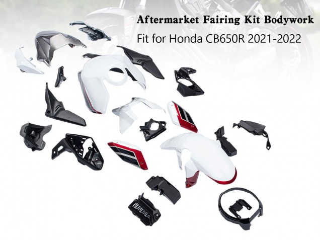 Billige Honda CB650R Motorrad Verkleidung 2019-2022 - Weiss Schwarz Rot